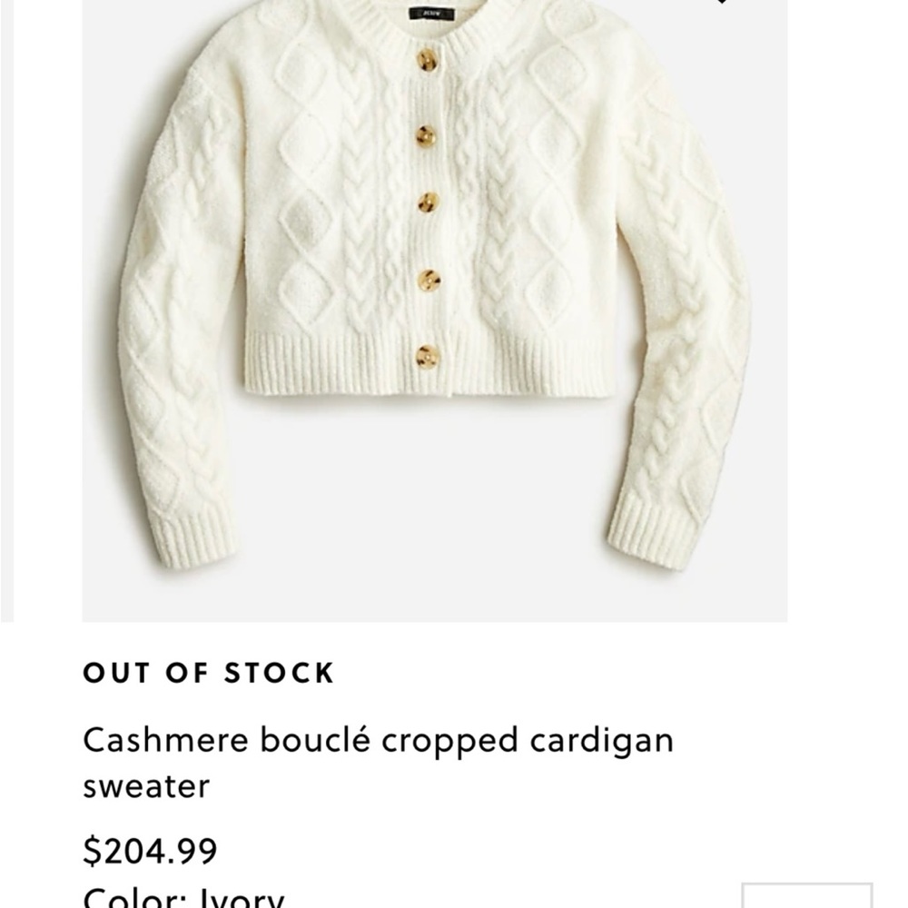 NWT J. Crew cashmere cropped cardigan!